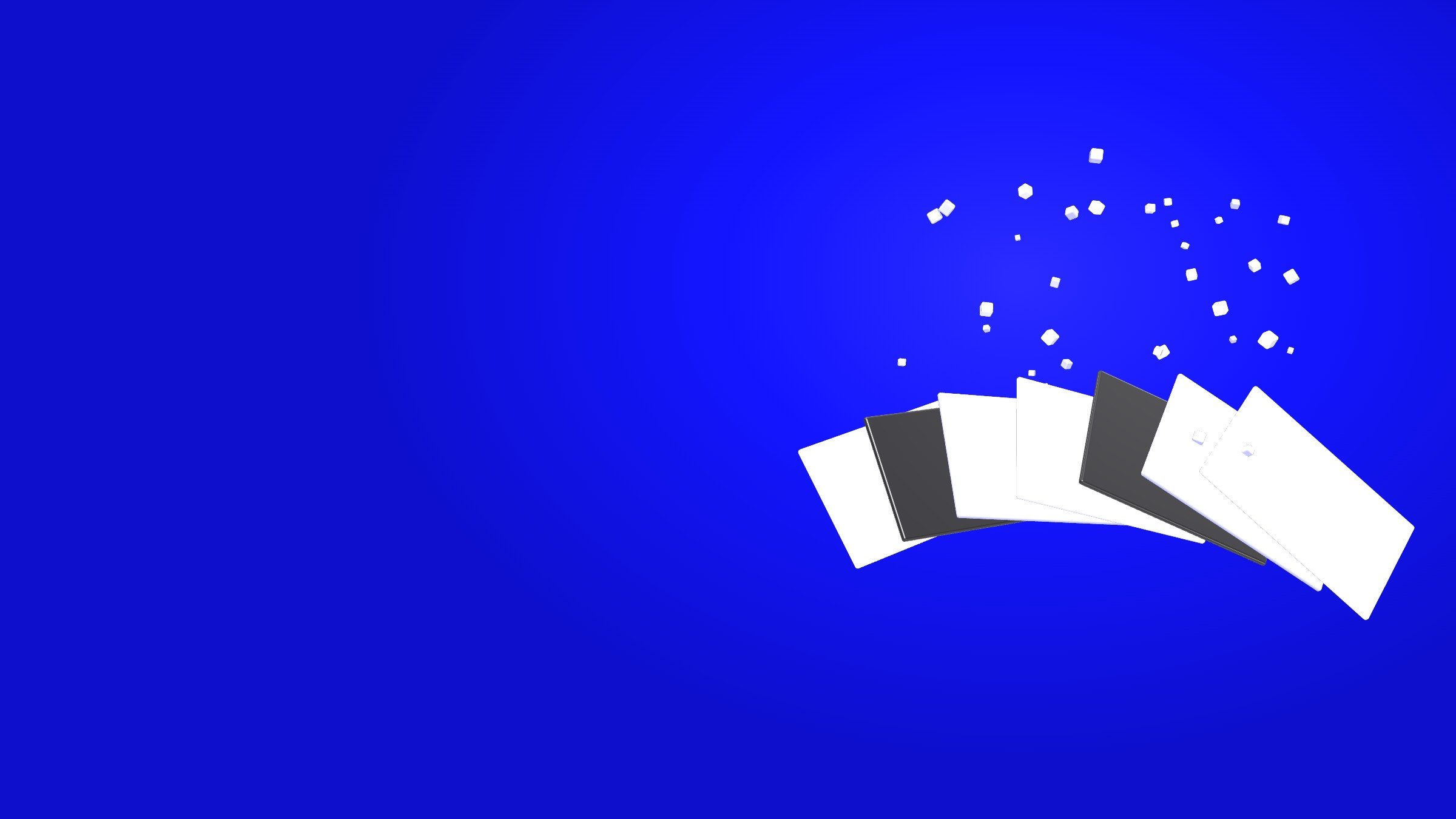 Payment cards fanned out on a blue background