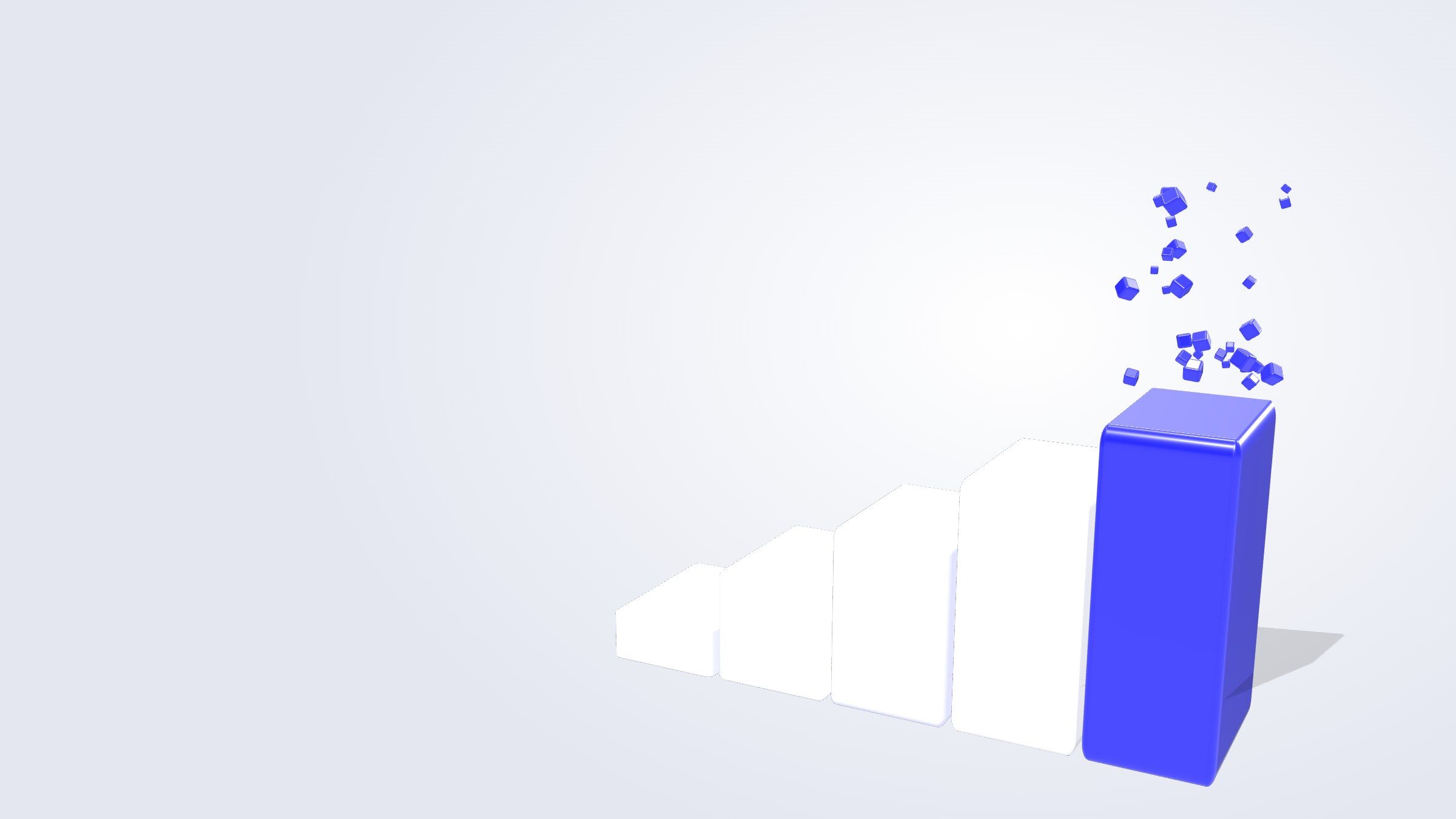 Steps of white blocks rising to one tall blue block